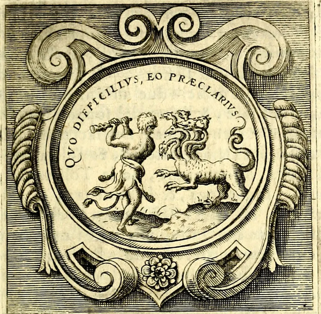 An illustration from Imprese illustri di diuersi, coi discorsi di Camillo Camilli, et con le figure intagliate in rame di Girolamo Porro Padouano .., 1586, leaf 78