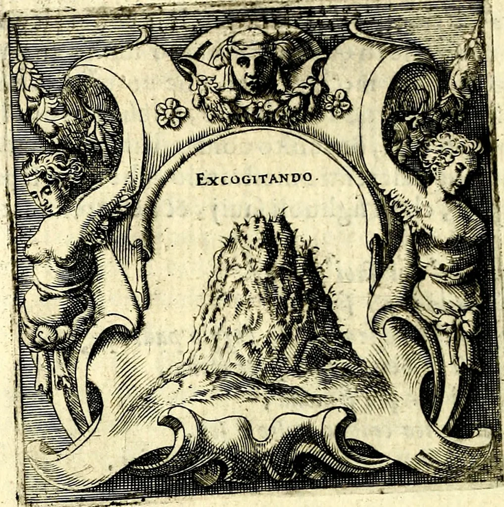 An illustration from Imprese illustri di diuersi, coi discorsi di Camillo Camilli, et con le figure intagliate in rame di Girolamo Porro Padouano .., 1586, leaf 87