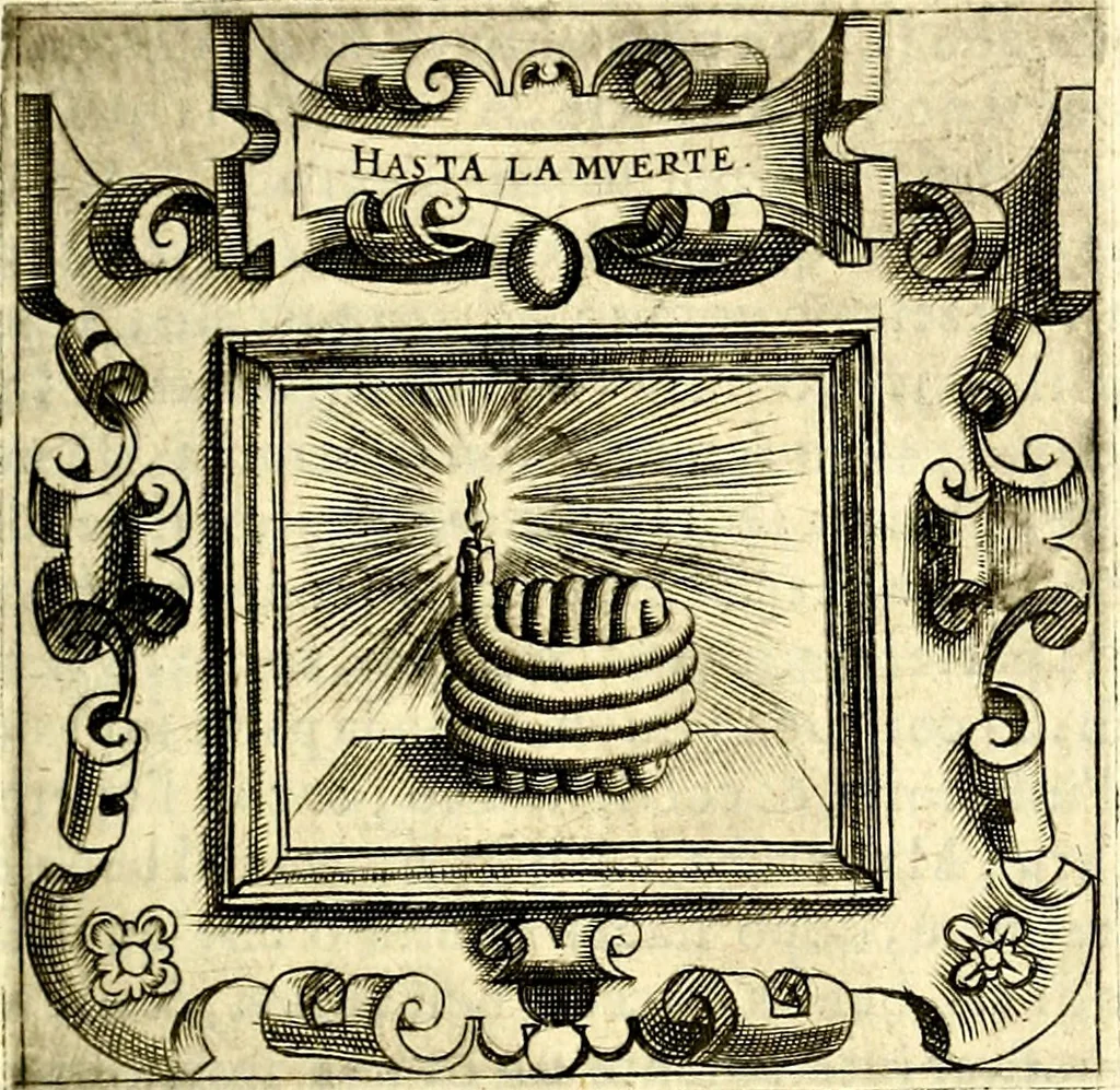An illustration from Imprese illustri di diuersi, coi discorsi di Camillo Camilli, et con le figure intagliate in rame di Girolamo Porro Padouano .., 1586, leaf 90
