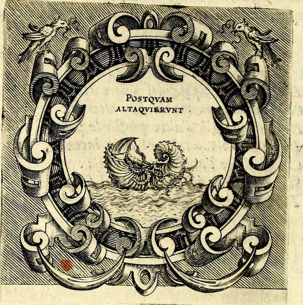 An illustration from Imprese illustri di diuersi, coi discorsi di Camillo Camilli, et con le figure intagliate in rame di Girolamo Porro Padouano .., 1586, leaf 93