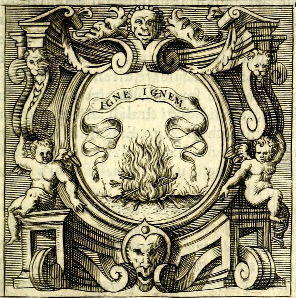 An illustration from Imprese illustri di diuersi, coi discorsi di Camillo Camilli, et con le figure intagliate in rame di Girolamo Porro Padouano .., 1586, leaf 96
