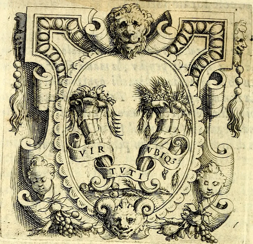 An illustration from Imprese illustri di diuersi, coi discorsi di Camillo Camilli, et con le figure intagliate in rame di Girolamo Porro Padouano .., 1586, leaf 105