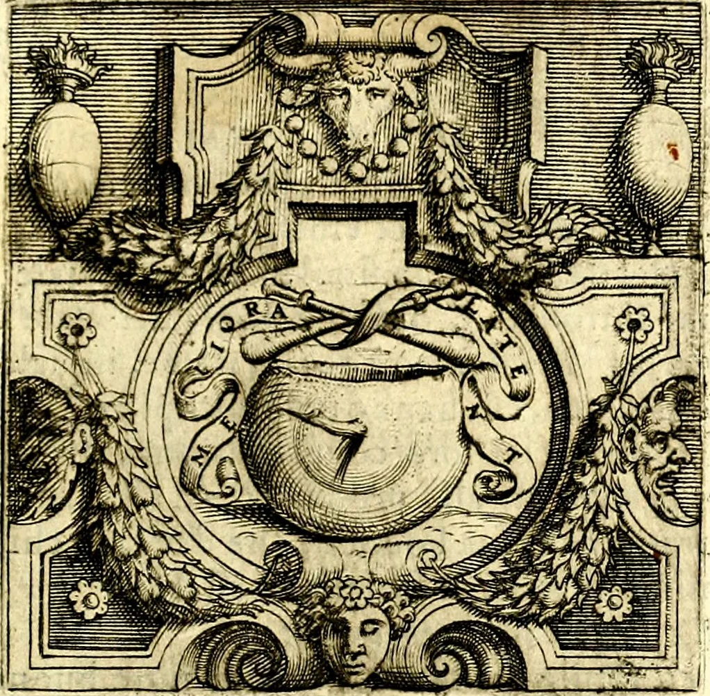 An illustration from Imprese illustri di diuersi, coi discorsi di Camillo Camilli, et con le figure intagliate in rame di Girolamo Porro Padouano .., 1586, leaf 108