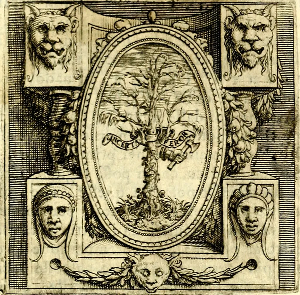 An illustration from Imprese illustri di diuersi, coi discorsi di Camillo Camilli, et con le figure intagliate in rame di Girolamo Porro Padouano .., 1586, leaf 120