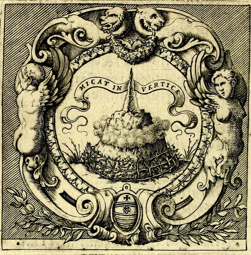 An illustration from Imprese illustri di diuersi, coi discorsi di Camillo Camilli, et con le figure intagliate in rame di Girolamo Porro Padouano .., 1586, leaf 167