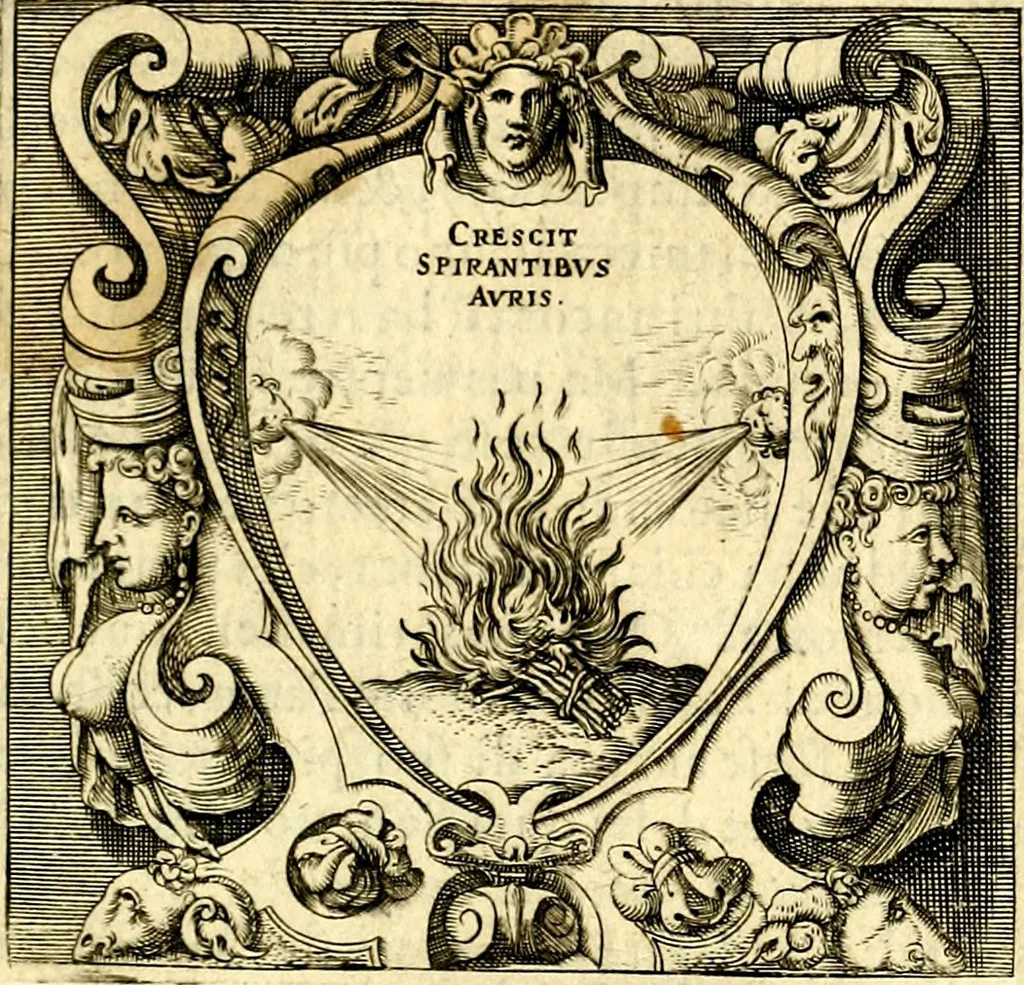 An illustration from Imprese illustri di diuersi, coi discorsi di Camillo Camilli, et con le figure intagliate in rame di Girolamo Porro Padouano .., 1586, leaf 18