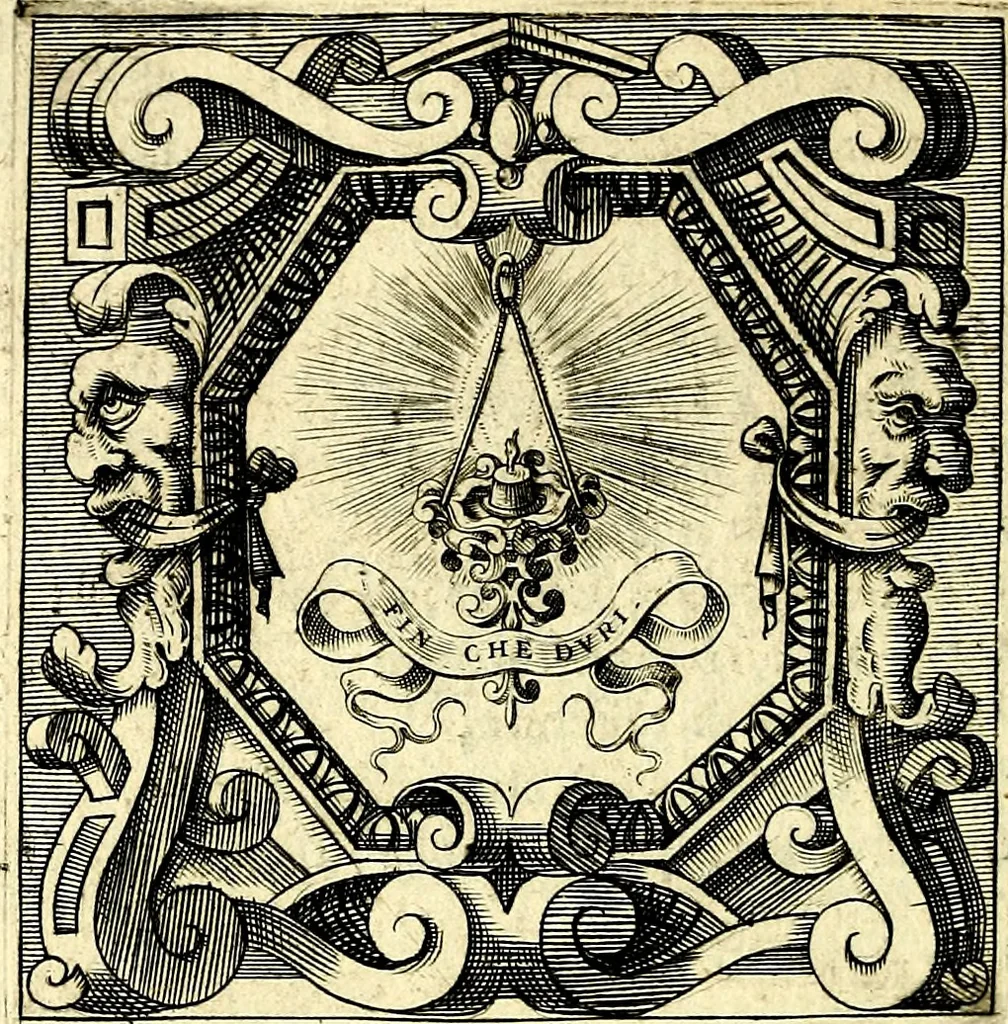 An illustration from Imprese illustri di diuersi, coi discorsi di Camillo Camilli, et con le figure intagliate in rame di Girolamo Porro Padouano .., 1586, leaf 185