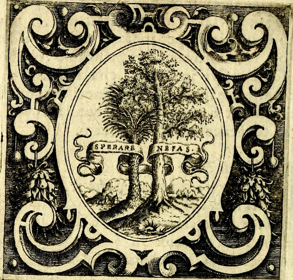 An illustration from Imprese illustri di diuersi, coi discorsi di Camillo Camilli, et con le figure intagliate in rame di Girolamo Porro Padouano .., 1586, leaf 191