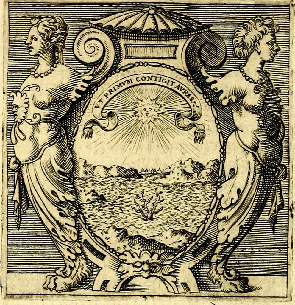 An illustration from Imprese illustri di diuersi, coi discorsi di Camillo Camilli, et con le figure intagliate in rame di Girolamo Porro Padouano .., 1586, leaf 255