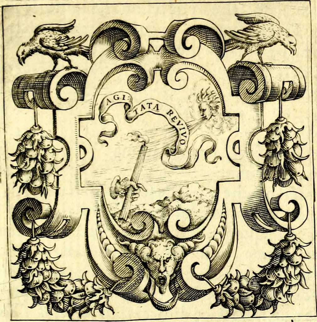 An illustration from Imprese illustri di diuersi, coi discorsi di Camillo Camilli, et con le figure intagliate in rame di Girolamo Porro Padouano .., 1586, leaf 306