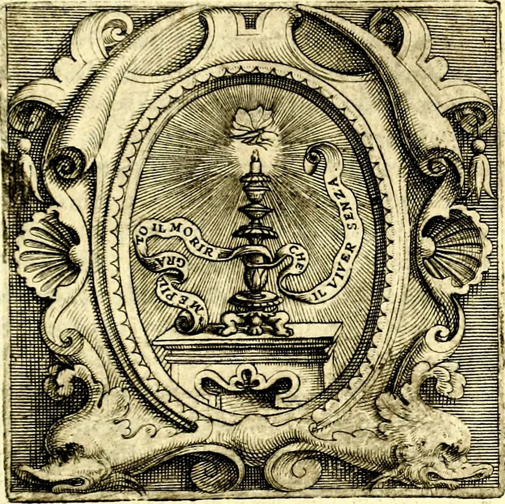 An illustration from Imprese illustri di diuersi, coi discorsi di Camillo Camilli, et con le figure intagliate in rame di Girolamo Porro Padouano .., 1586, leaf 318