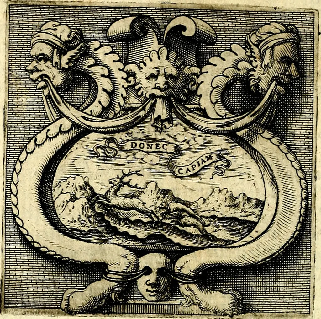 An illustration from Imprese illustri di diuersi, coi discorsi di Camillo Camilli, et con le figure intagliate in rame di Girolamo Porro Padouano .., 1586, leaf 39