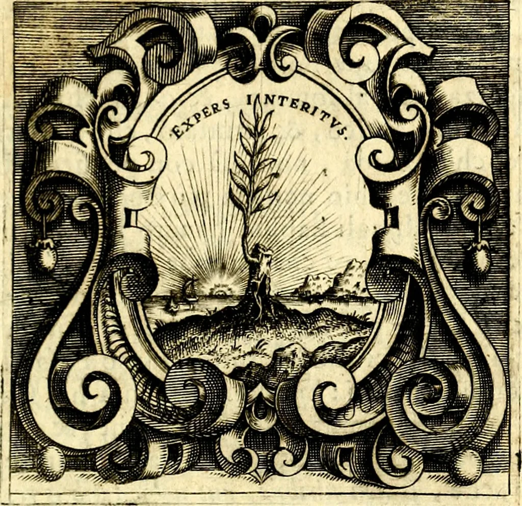 An illustration from Imprese illustri di diuersi, coi discorsi di Camillo Camilli, et con le figure intagliate in rame di Girolamo Porro Padouano .., 1586, leaf 42