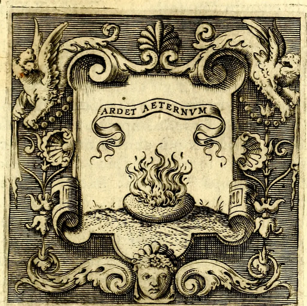 An illustration from Imprese illustri di diuersi, coi discorsi di Camillo Camilli, et con le figure intagliate in rame di Girolamo Porro Padouano .., 1586, leaf 48