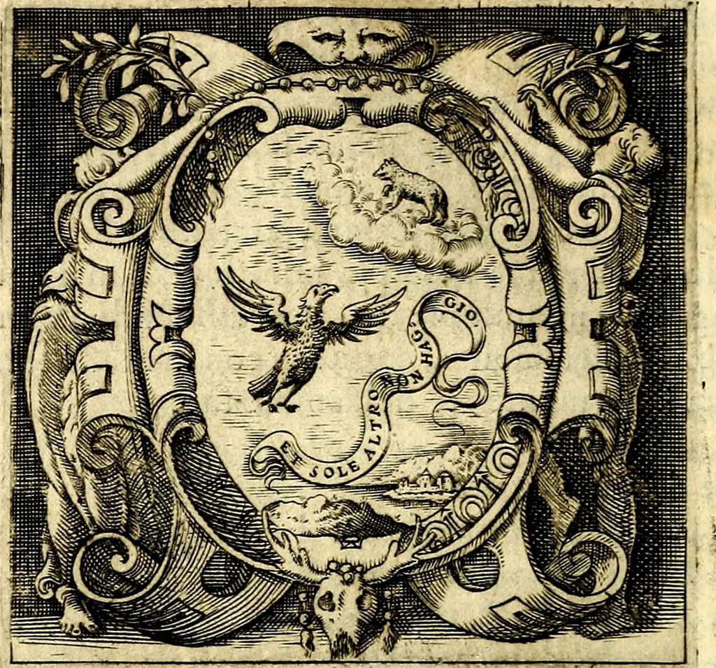 An illustration from Imprese illustri di diuersi, coi discorsi di Camillo Camilli, et con le figure intagliate in rame di Girolamo Porro Padouano .., 1586, leaf 51