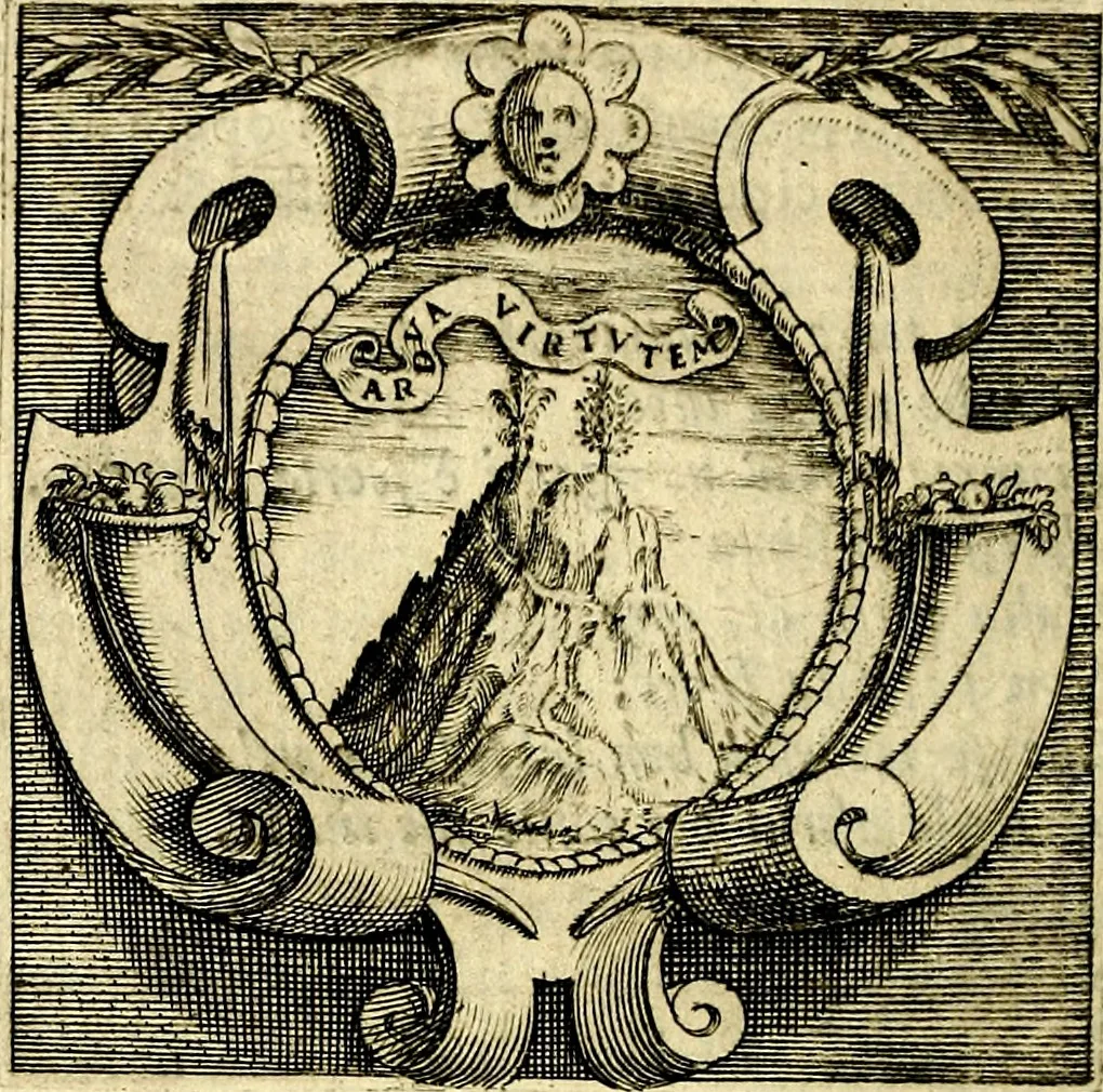 An illustration from Imprese illustri di diuersi, coi discorsi di Camillo Camilli, et con le figure intagliate in rame di Girolamo Porro Padouano .., 1586, leaf 63