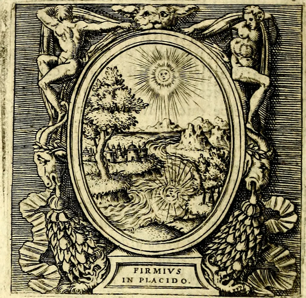 An illustration from Imprese illustri di diuersi, coi discorsi di Camillo Camilli, et con le figure intagliate in rame di Girolamo Porro Padouano .., 1586, leaf 75