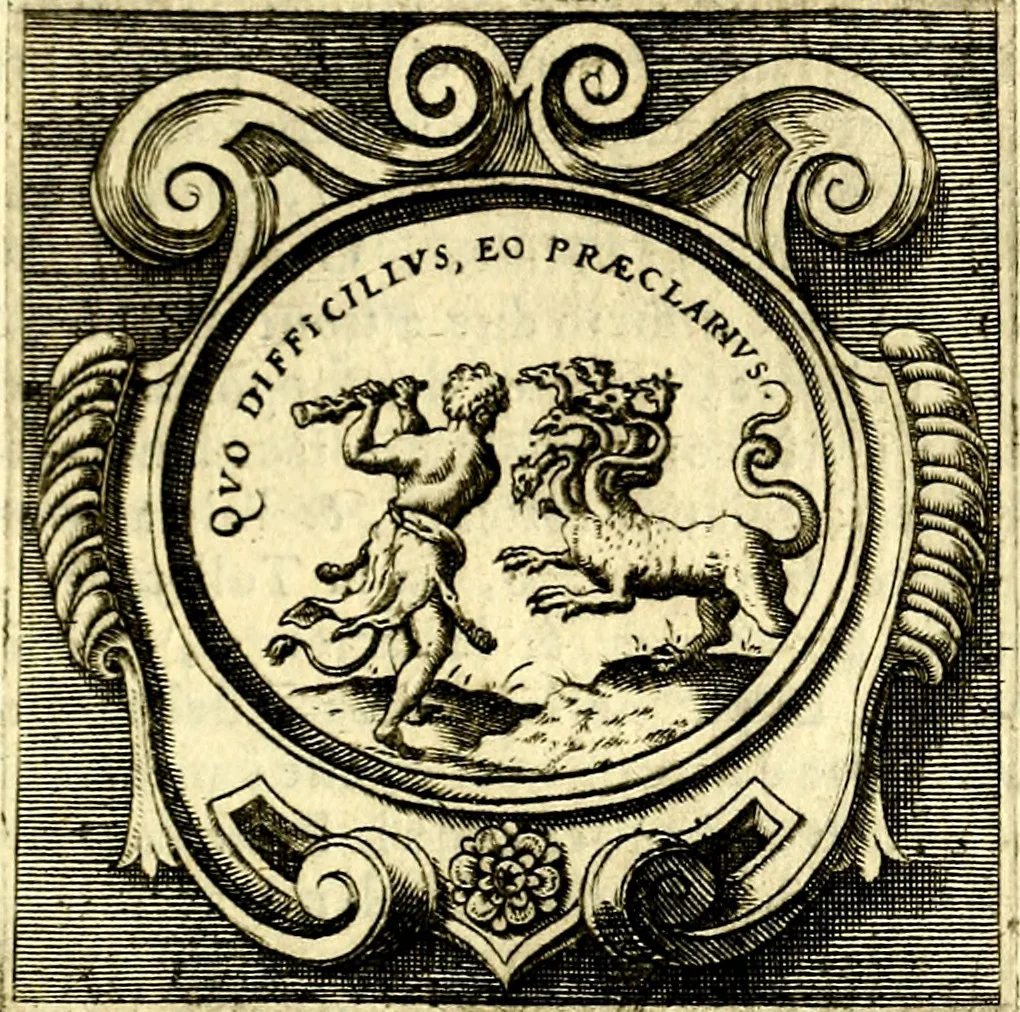 An illustration from Imprese illustri di diuersi, coi discorsi di Camillo Camilli, et con le figure intagliate in rame di Girolamo Porro Padouano .., 1586, leaf 78