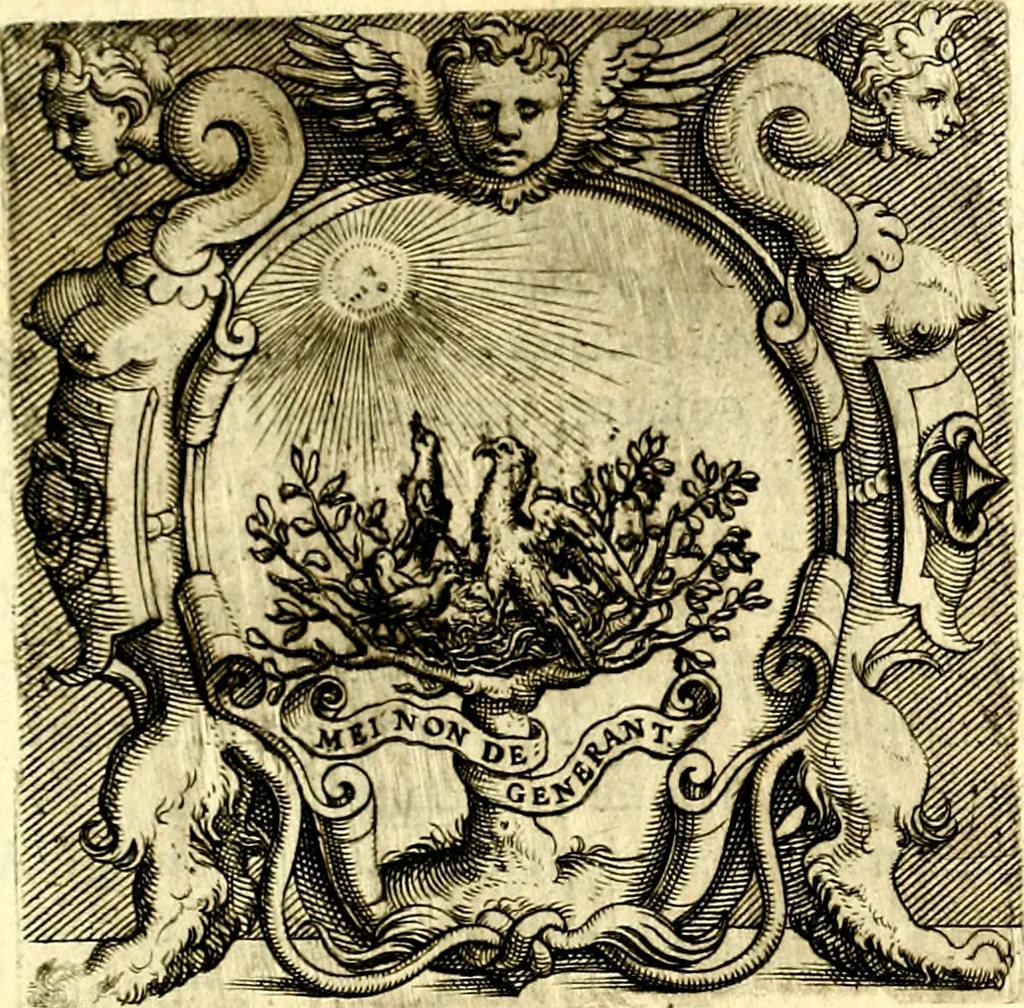 An illustration from Imprese illustri di diuersi, coi discorsi di Camillo Camilli, et con le figure intagliate in rame di Girolamo Porro Padouano .., 1586, leaf 84