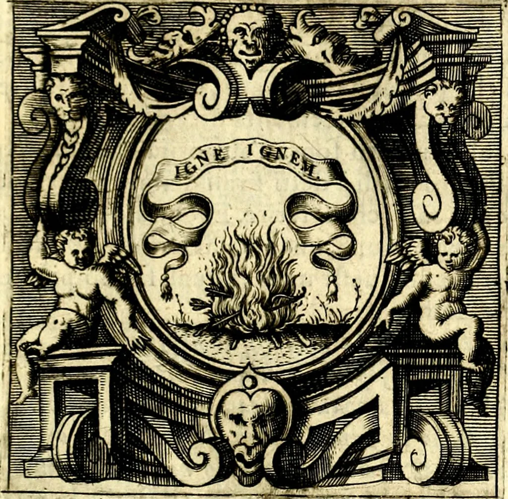 An illustration from Imprese illustri di diuersi, coi discorsi di Camillo Camilli, et con le figure intagliate in rame di Girolamo Porro Padouano .., 1586, leaf 96