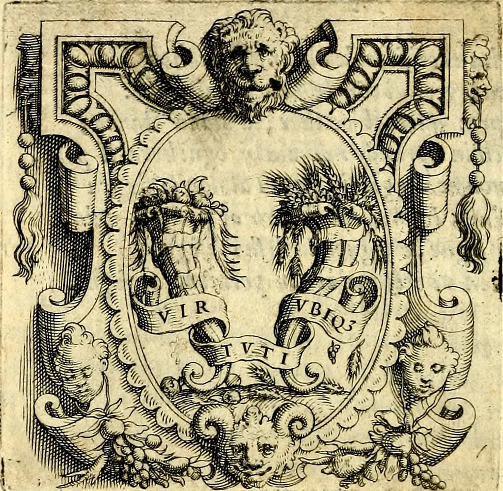 An illustration from Imprese illustri di diuersi, coi discorsi di Camillo Camilli, et con le figure intagliate in rame di Girolamo Porro Padouano .., 1586, leaf 105