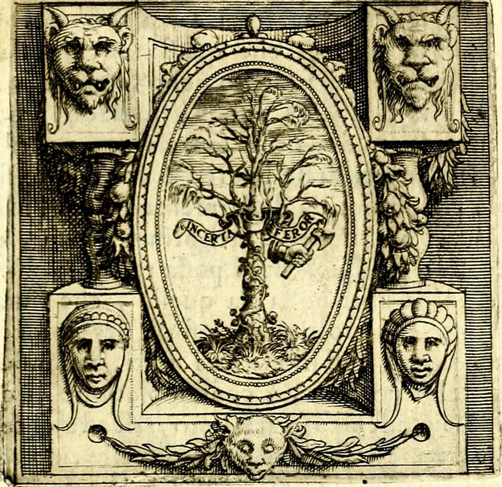 An illustration from Imprese illustri di diuersi, coi discorsi di Camillo Camilli, et con le figure intagliate in rame di Girolamo Porro Padouano .., 1586, leaf 120