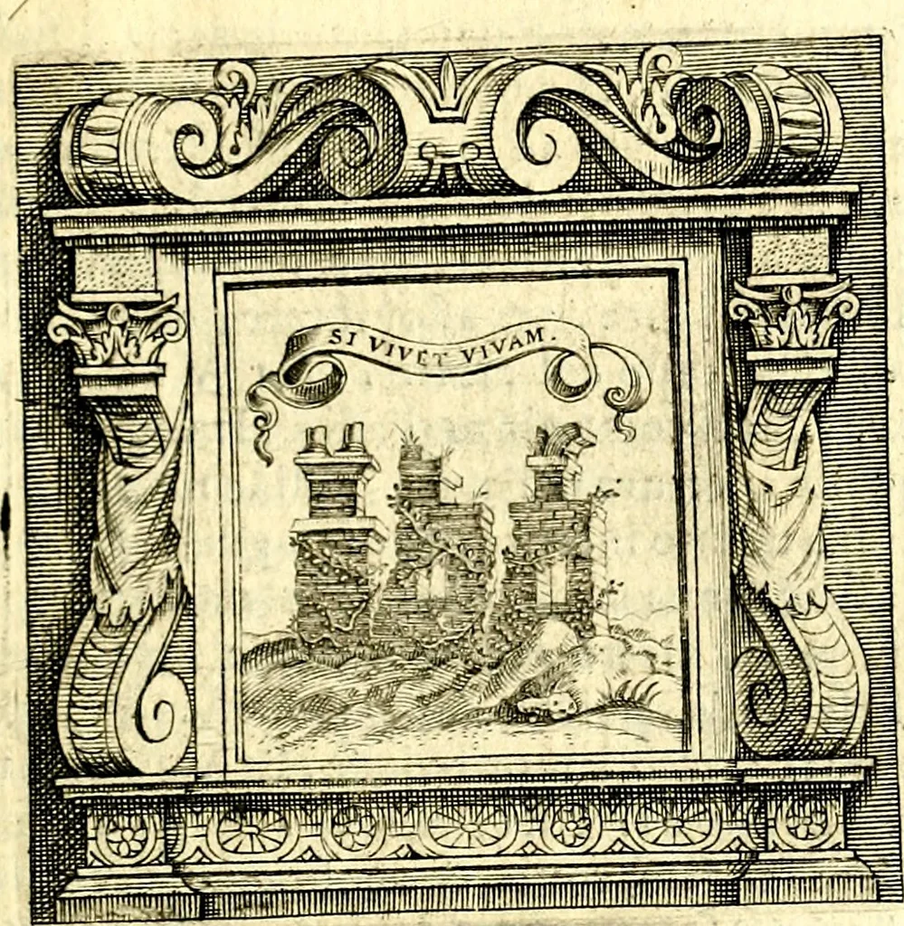 An illustration from Imprese illustri di diuersi, coi discorsi di Camillo Camilli, et con le figure intagliate in rame di Girolamo Porro Padouano .., 1586, leaf 126