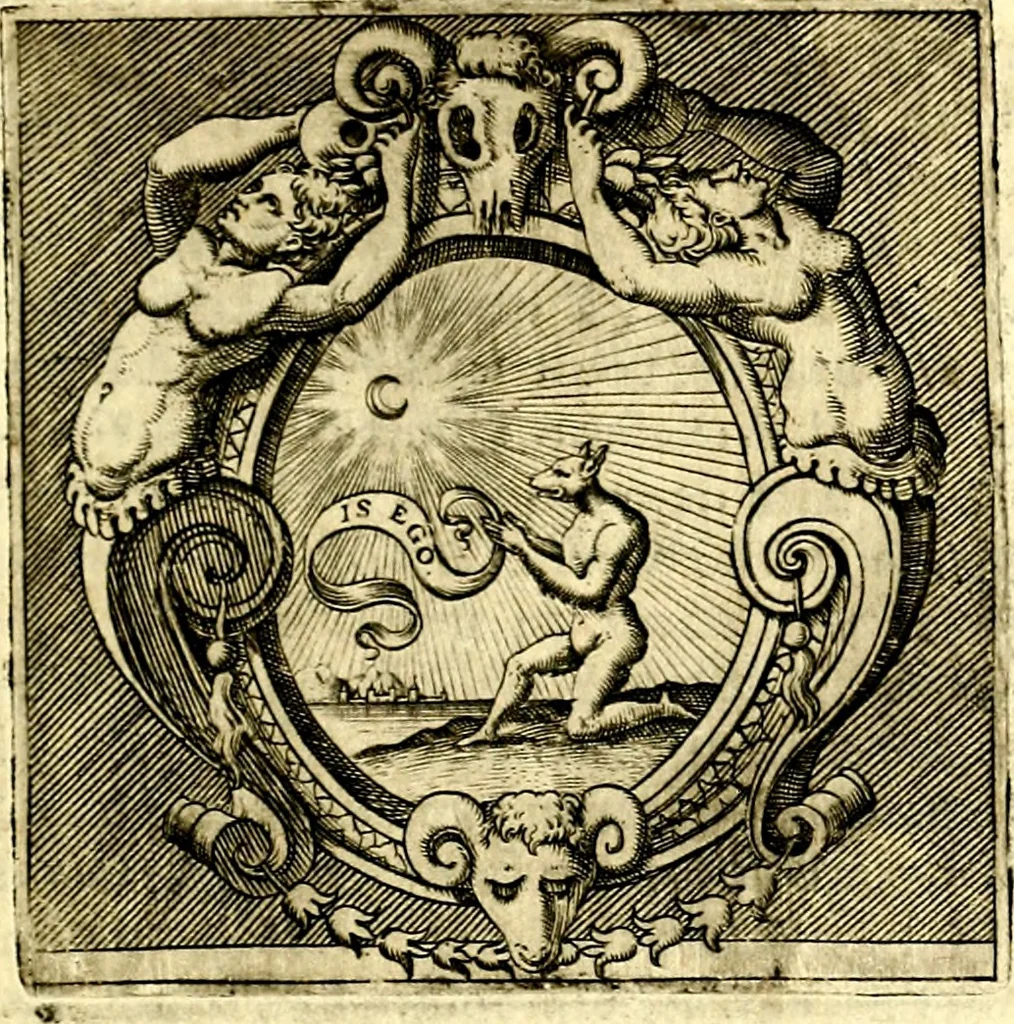 An illustration from Imprese illustri di diuersi, coi discorsi di Camillo Camilli, et con le figure intagliate in rame di Girolamo Porro Padouano .., 1586, leaf 176