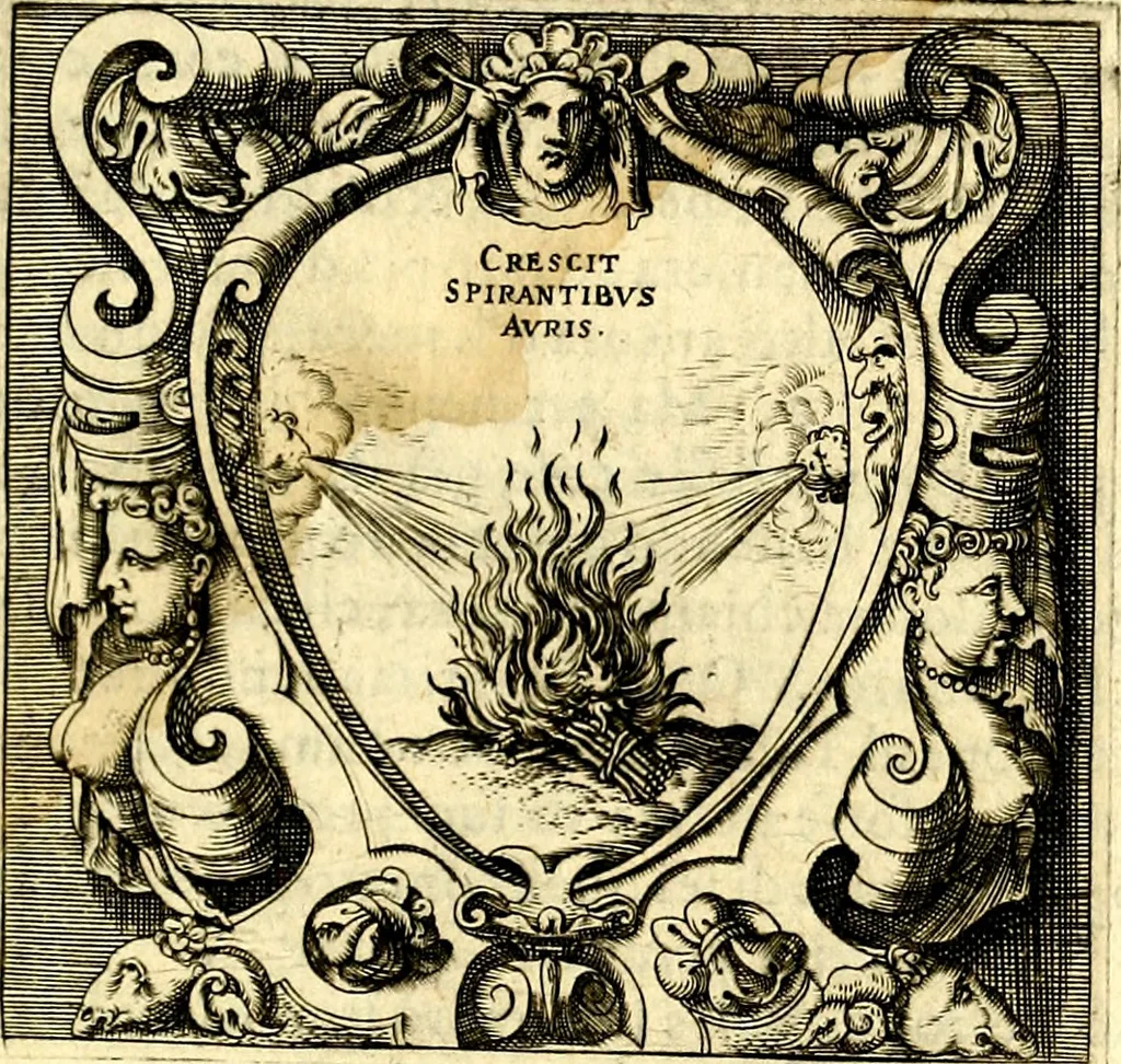 An illustration from Imprese illustri di diuersi, coi discorsi di Camillo Camilli, et con le figure intagliate in rame di Girolamo Porro Padouano .., 1586, leaf 18
