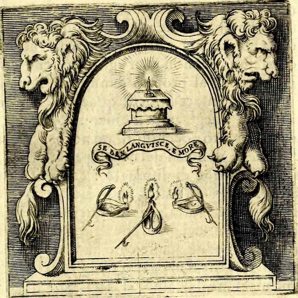 An illustration from Imprese illustri di diuersi, coi discorsi di Camillo Camilli, et con le figure intagliate in rame di Girolamo Porro Padouano .., 1586, leaf 188