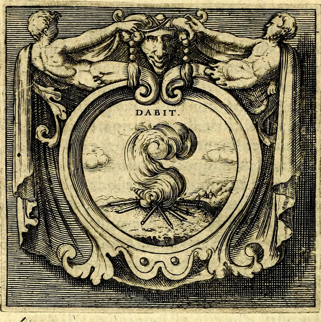 An illustration from Imprese illustri di diuersi, coi discorsi di Camillo Camilli, et con le figure intagliate in rame di Girolamo Porro Padouano .., 1586, leaf 237