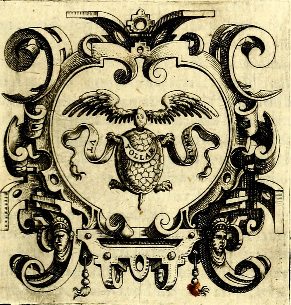 An illustration from Imprese illustri di diuersi, coi discorsi di Camillo Camilli, et con le figure intagliate in rame di Girolamo Porro Padouano .., 1586, leaf 24