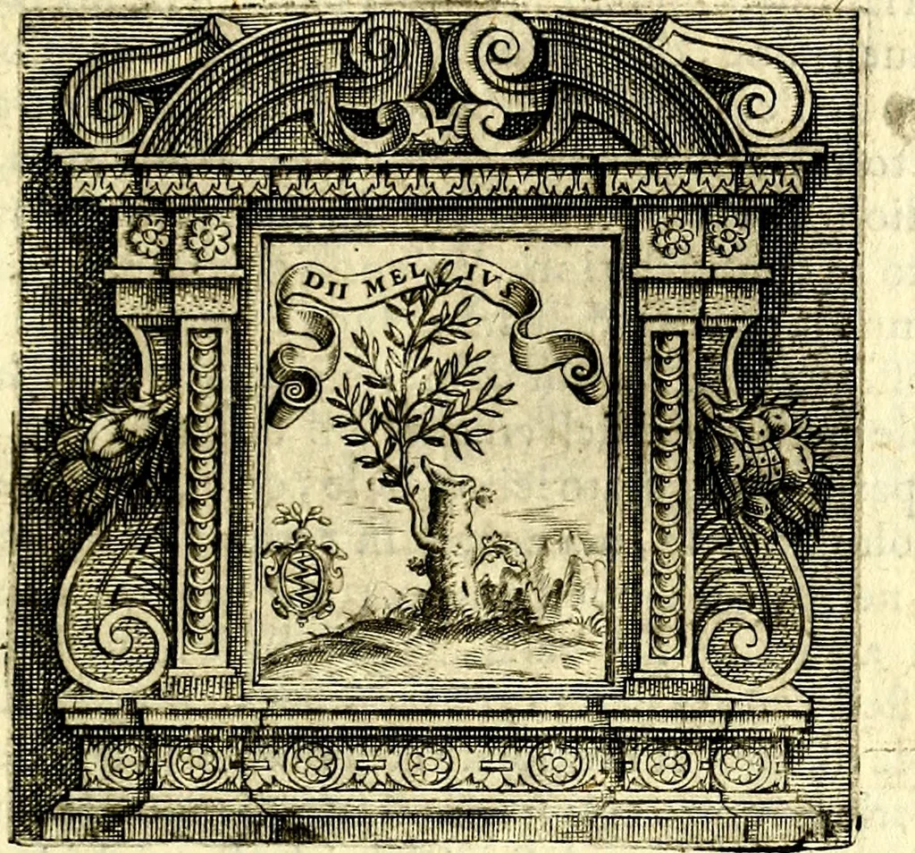 An illustration from Imprese illustri di diuersi, coi discorsi di Camillo Camilli, et con le figure intagliate in rame di Girolamo Porro Padouano .., 1586, leaf 258