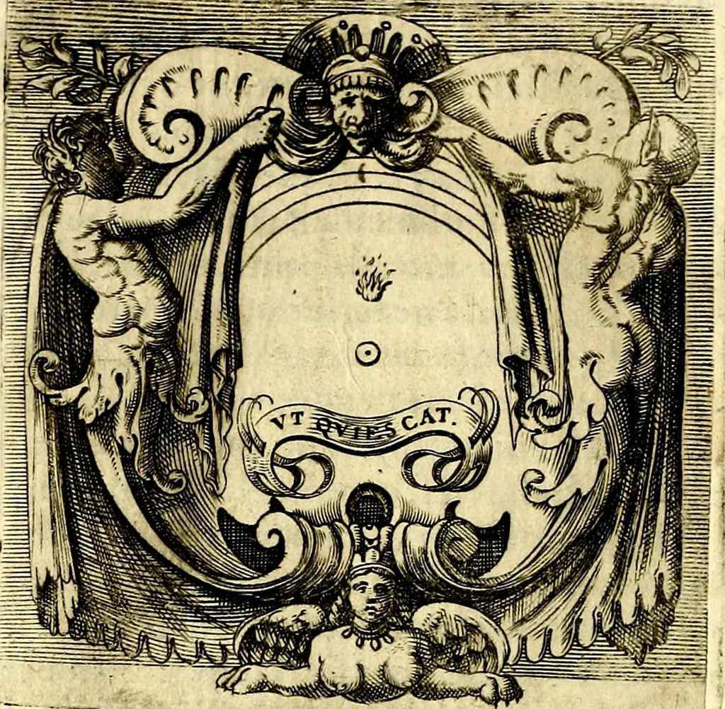 An illustration from Imprese illustri di diuersi, coi discorsi di Camillo Camilli, et con le figure intagliate in rame di Girolamo Porro Padouano .., 1586, leaf 27