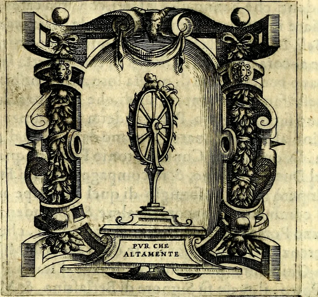 An illustration from Imprese illustri di diuersi, coi discorsi di Camillo Camilli, et con le figure intagliate in rame di Girolamo Porro Padouano .., 1586, leaf 303