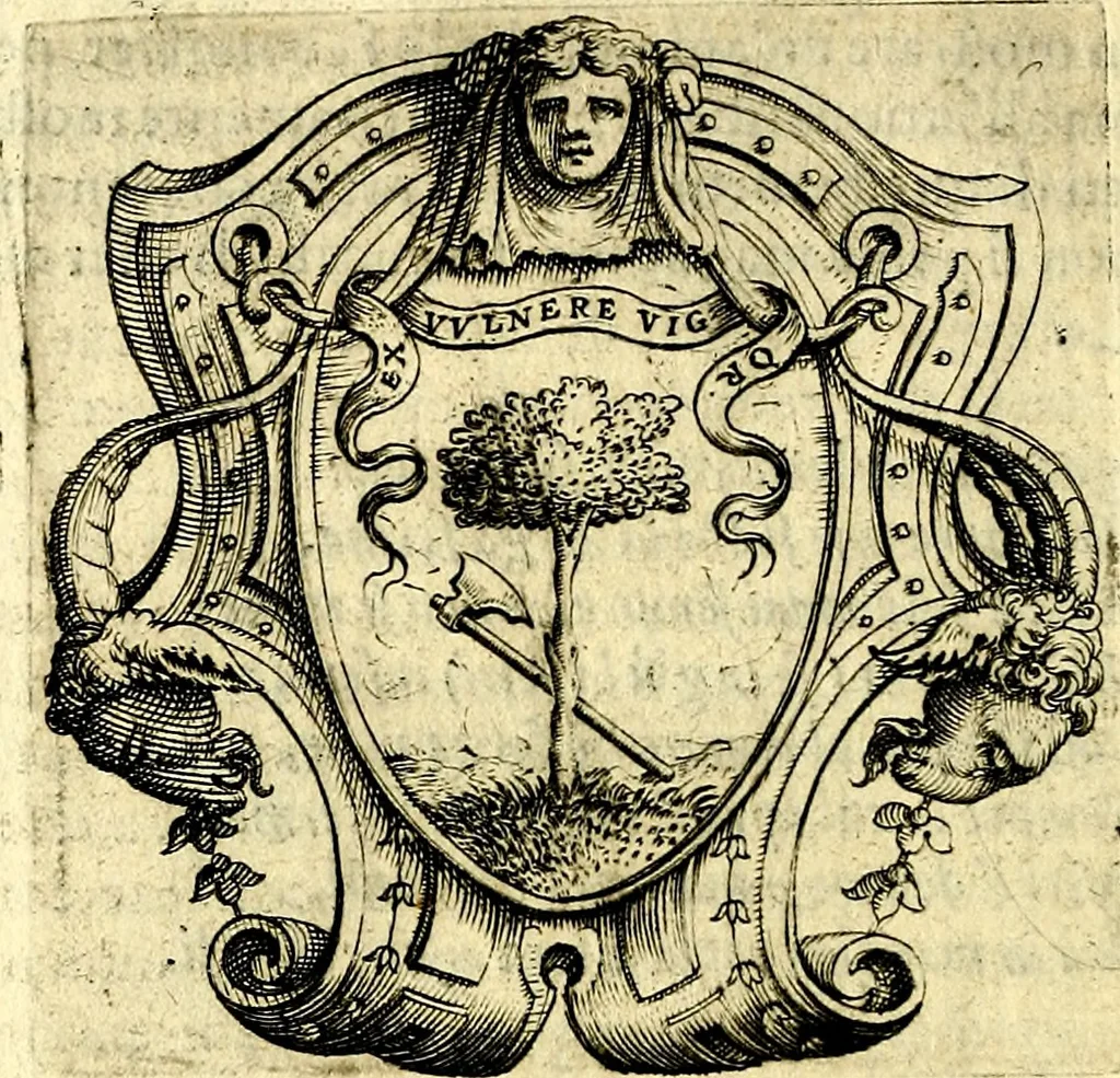 An illustration from Imprese illustri di diuersi, coi discorsi di Camillo Camilli, et con le figure intagliate in rame di Girolamo Porro Padouano .., 1586, leaf 315