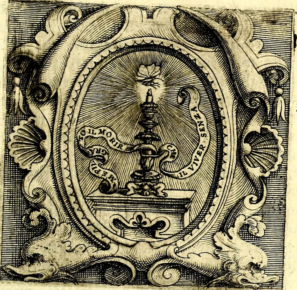 An illustration from Imprese illustri di diuersi, coi discorsi di Camillo Camilli, et con le figure intagliate in rame di Girolamo Porro Padouano .., 1586, leaf 318