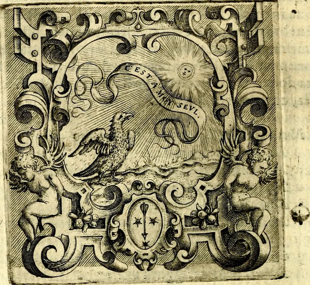 An illustration from Imprese illustri di diuersi, coi discorsi di Camillo Camilli, et con le figure intagliate in rame di Girolamo Porro Padouano .., 1586, leaf 321