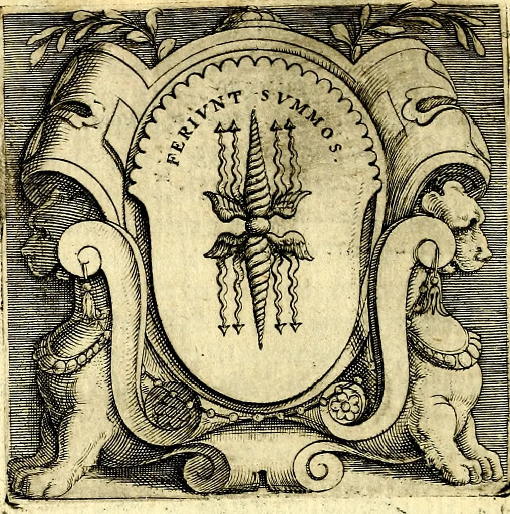 An illustration from Imprese illustri di diuersi, coi discorsi di Camillo Camilli, et con le figure intagliate in rame di Girolamo Porro Padouano .., 1586, leaf 343