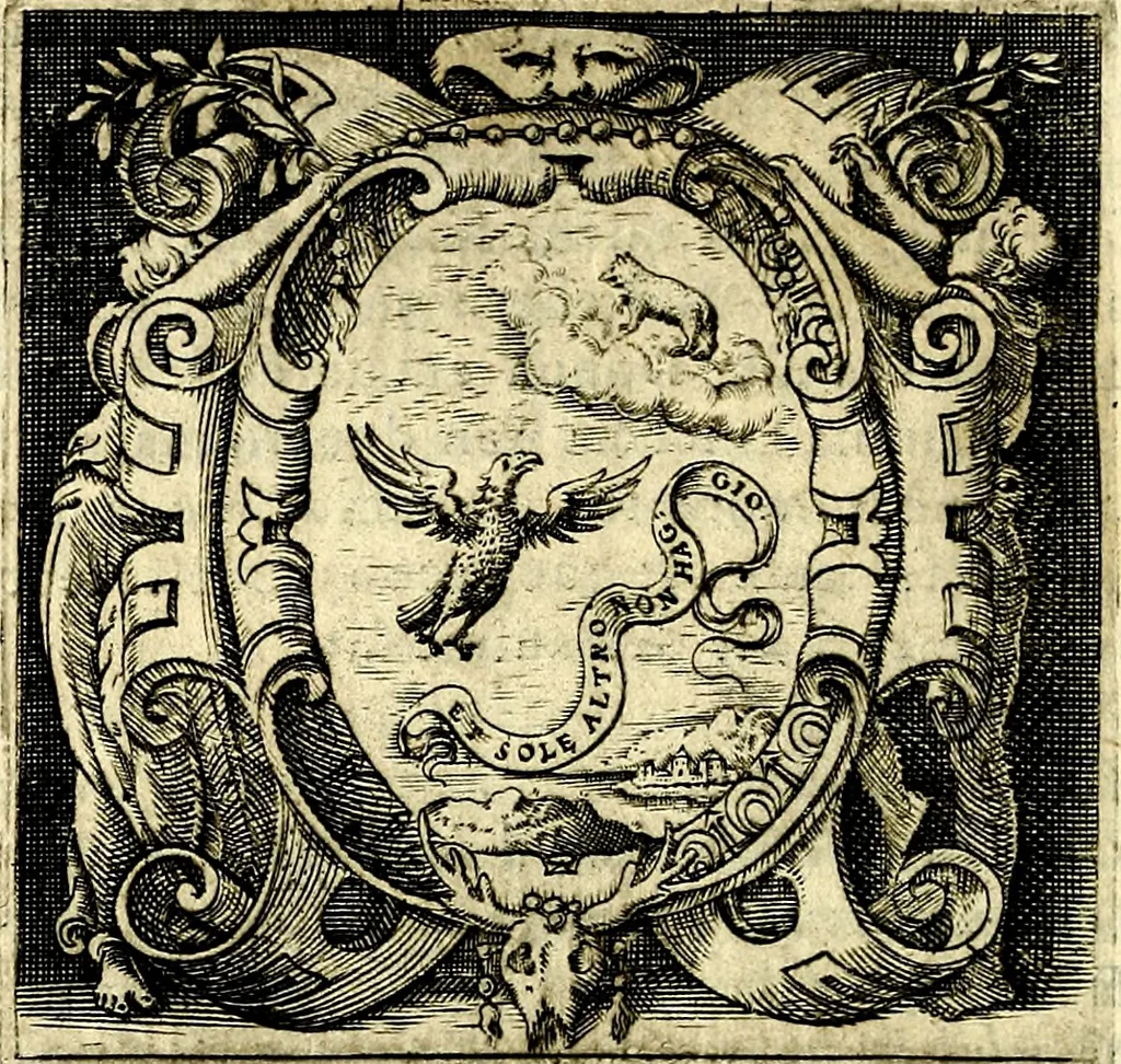 An illustration from Imprese illustri di diuersi, coi discorsi di Camillo Camilli, et con le figure intagliate in rame di Girolamo Porro Padouano .., 1586, leaf 51