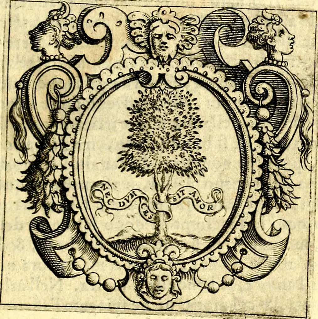 An illustration from Imprese illustri di diuersi, coi discorsi di Camillo Camilli, et con le figure intagliate in rame di Girolamo Porro Padouano .., 1586, leaf 54