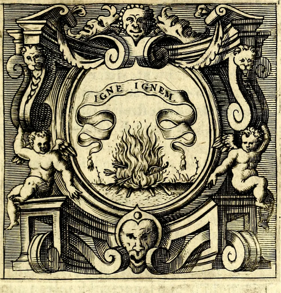An illustration from Imprese illustri di diuersi, coi discorsi di Camillo Camilli, et con le figure intagliate in rame di Girolamo Porro Padouano .., 1586, leaf 96