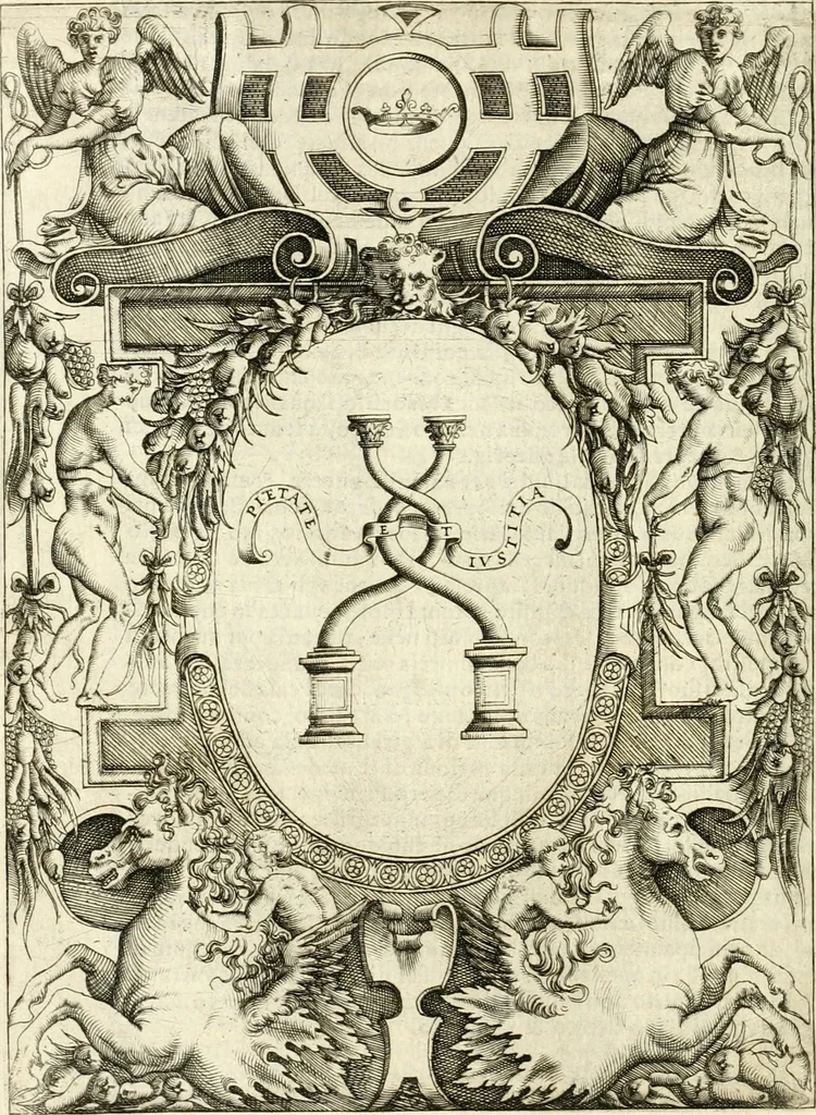 An illustration from Le imprese illvstri : con espositioni et discorsi, 1566, leaf 165
