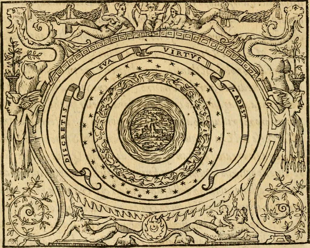 An illustration from Dialogo dell'imprese militari et amorose di monsignor Giovio, vescouo di Nocera : con vn ragionamento di messer Lodouico Domenichi nel medesimo soggetto ; con la tavola, 1559, leaf 109