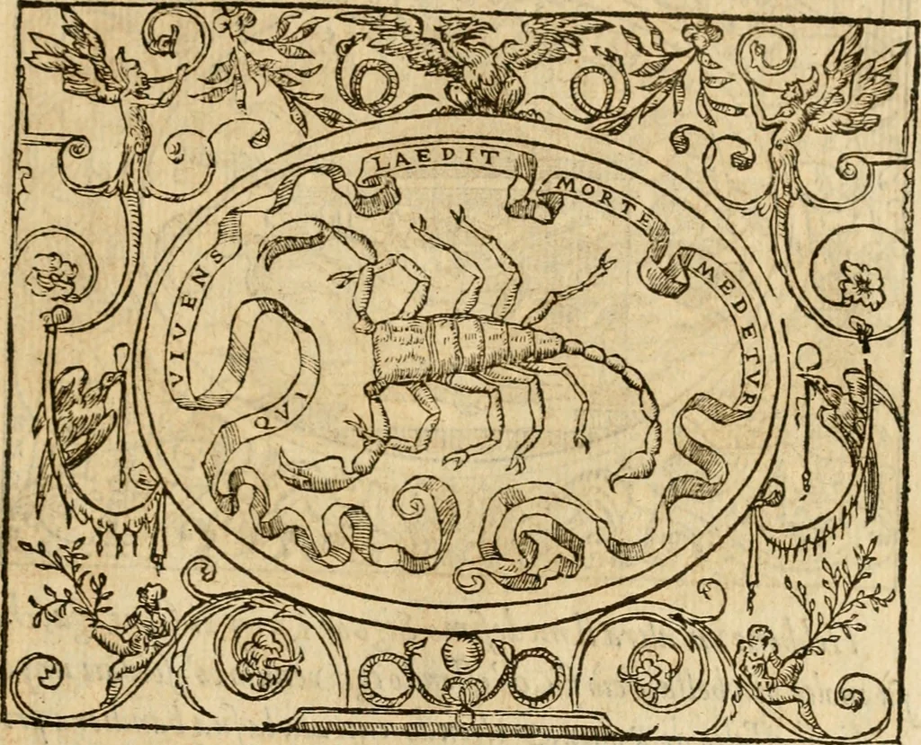An illustration from Dialogo dell'imprese militari et amorose di monsignor Giovio, vescouo di Nocera : con vn ragionamento di messer Lodouico Domenichi nel medesimo soggetto ; con la tavola, 1559, leaf 112
