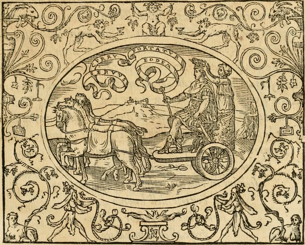 An illustration from Dialogo dell'imprese militari et amorose di monsignor Giovio, vescouo di Nocera : con vn ragionamento di messer Lodouico Domenichi nel medesimo soggetto ; con la tavola, 1559, leaf 118