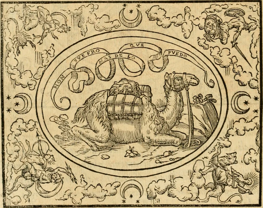 An illustration from Dialogo dell'imprese militari et amorose di monsignor Giovio, vescouo di Nocera : con vn ragionamento di messer Lodouico Domenichi nel medesimo soggetto ; con la tavola, 1559, leaf 121