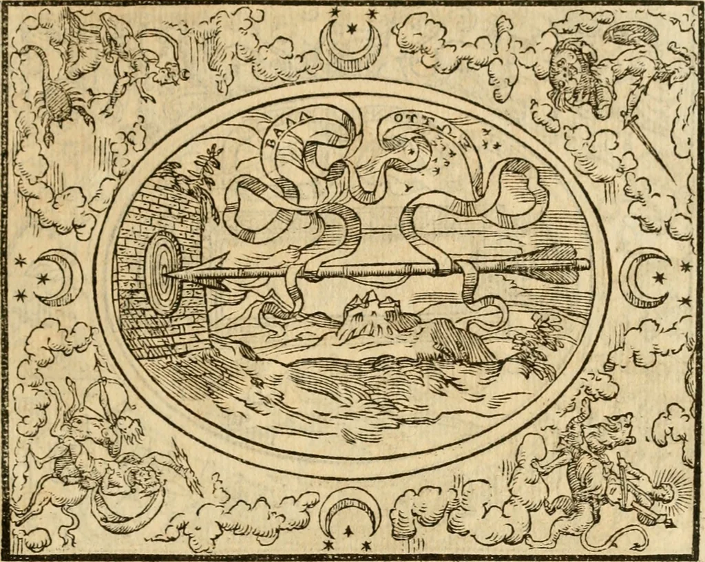 An illustration from Dialogo dell'imprese militari et amorose di monsignor Giovio, vescouo di Nocera : con vn ragionamento di messer Lodouico Domenichi nel medesimo soggetto ; con la tavola, 1559, leaf 124