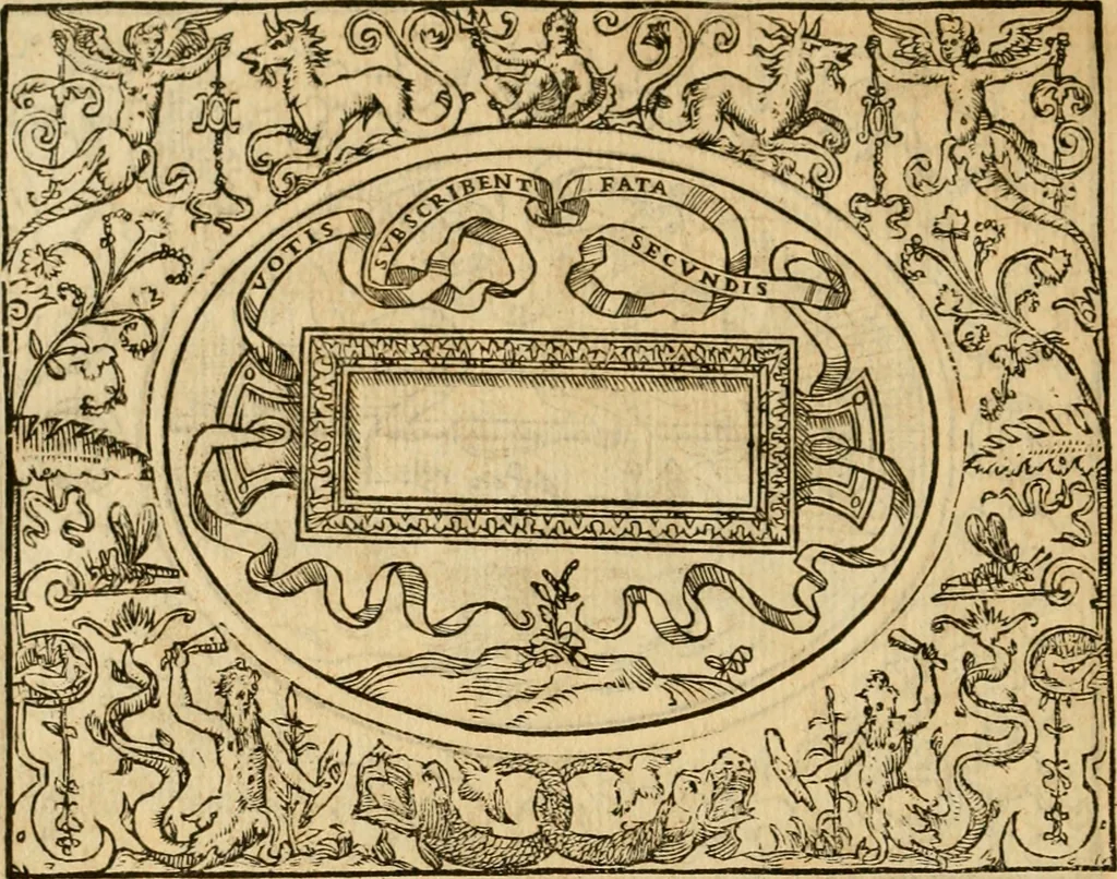 An illustration from Dialogo dell'imprese militari et amorose di monsignor Giovio, vescouo di Nocera : con vn ragionamento di messer Lodouico Domenichi nel medesimo soggetto ; con la tavola, 1559, leaf 125