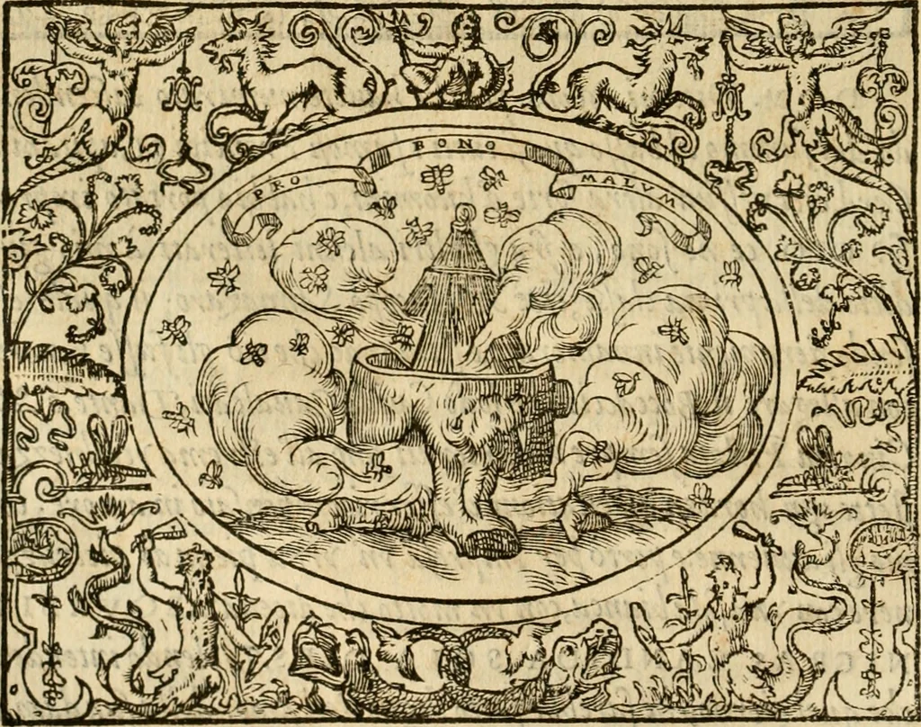 An illustration from Dialogo dell'imprese militari et amorose di monsignor Giovio, vescouo di Nocera : con vn ragionamento di messer Lodouico Domenichi nel medesimo soggetto ; con la tavola, 1559, leaf 139